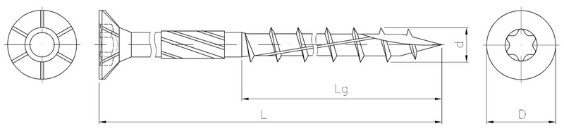 Träskruv Försänkt FZB 5.0 mm
