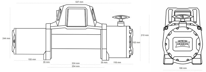 Dragon Winch Maverick DWM 12000 HD – 12V Elvinsch 5 443 kg (12 000 lbs)