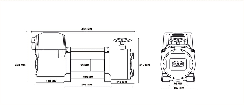 Dragon Winch Maverick DWM 10000 HD – 12V Elvinsch 4 536 kg (10 000 lbs)