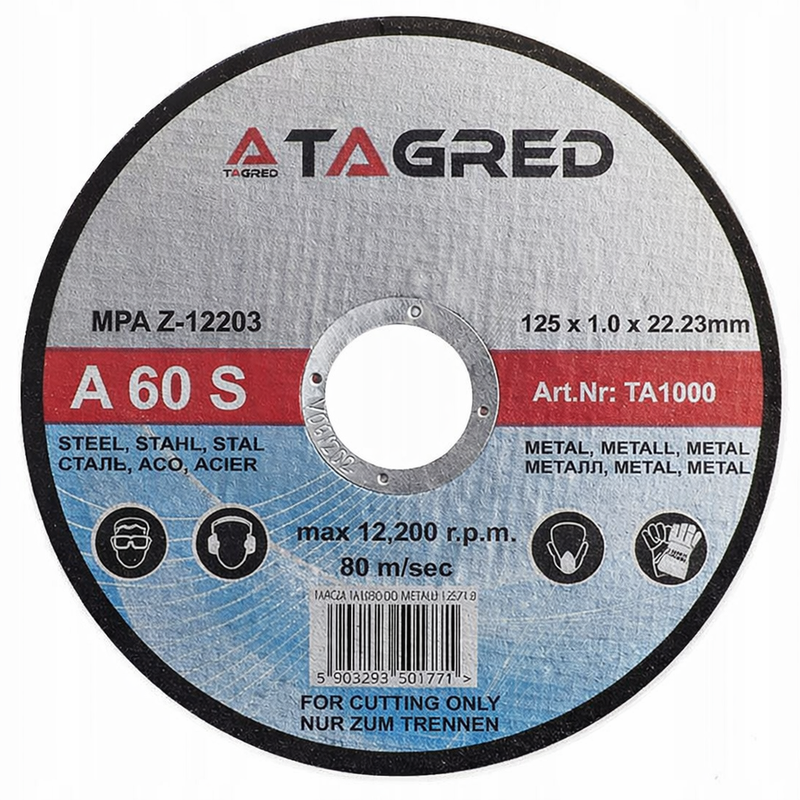 Kapskiva för metall 125 × 1,0 × 22,2 mm