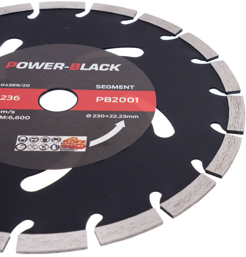 Segmenterad diamantskiva för kapning av betong och marksten 230 × 22,2 mm, bredt segment 10 mm