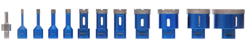 Diamantborrkroneset för keramik, sten, gres och kakel 6–68 mm M14 – 12 delar med väska