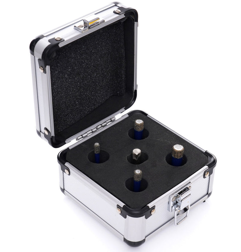 Diamantborrkroneset för keramik, sten, gres och kakel 6–12 mm M14 – 5 delar med väska och adapter