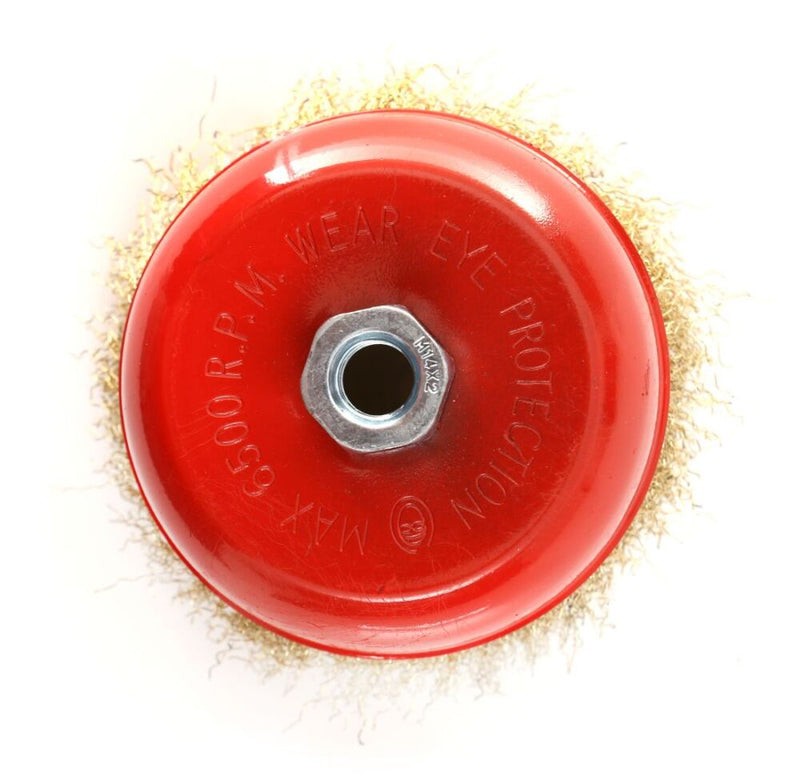 Mässingsbelagd koppstålborste 125 mm M14